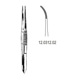Pęseta opatrunkowa 10.5cm, delikatna, ząbkowana, lekko...
